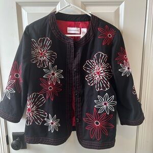 Alfred Dunner Black Jacket with embroidered stitching.